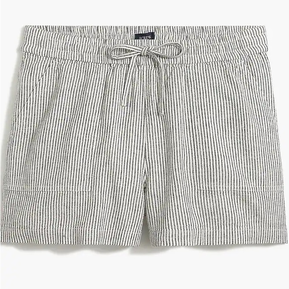 J Crew striped linen-blend drawstring short